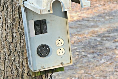 electric box at campsite for tents|campsite 30 amp outlet.